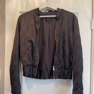 Dynamite satin quilted bomber jacket